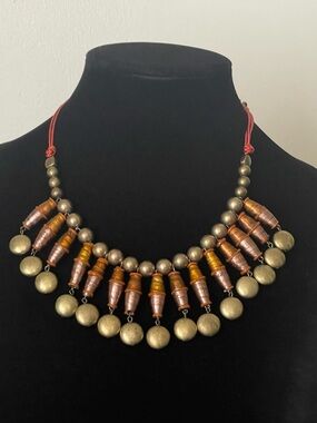 Chico's Multi-Tone Bronze and Copper Bib Necklace